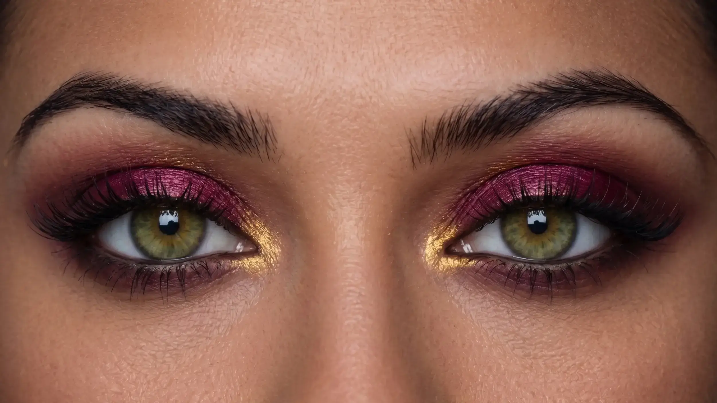 Burgundy eyeshadow on green eyes