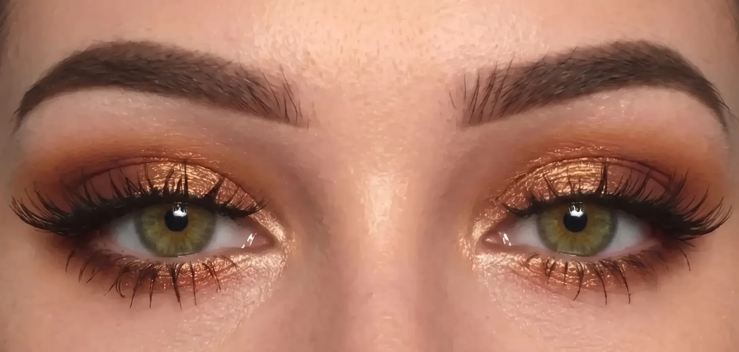Green eyes with bronze eyeshadow makeup