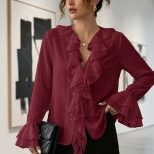 frilled neckline