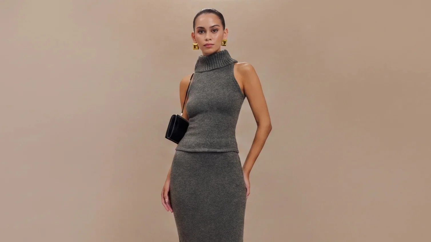 sweater with a rolled neckline